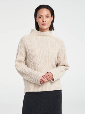 Holebrook Sweden Inger Turtleneck Mock Neck Sweater in Light Beige Sand Medium